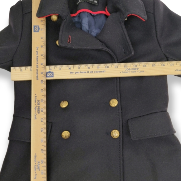 ZARA MILITARY STYLE BLUE WOOL BLEND CLASSIC SHORT COAT JACKET SIZE M - Picture 10 of 13